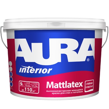 Краска водно-дисперсионная моющаяся Aura Interior Mattlatex 9л база А